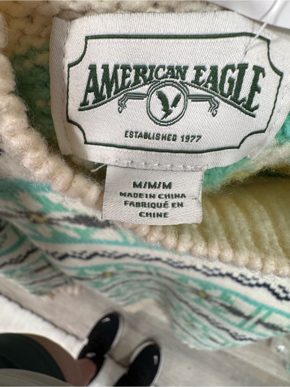 American Eagle Fair Isle Mint Green Sweater - Picture 5 of 6
